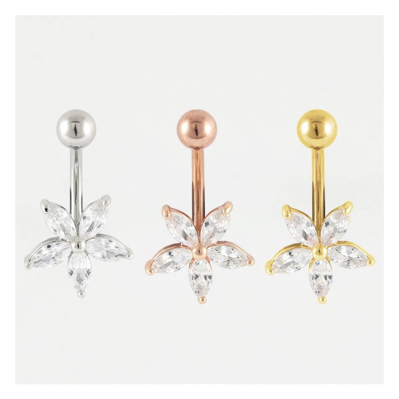 GEMSET FLOWER BELLY BAR