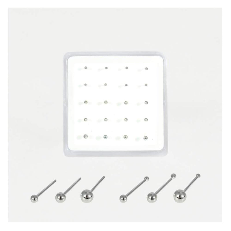 STERLING SILVER PLAIN BOBBLE BACK NOSE STUD ASSORTED SIZES