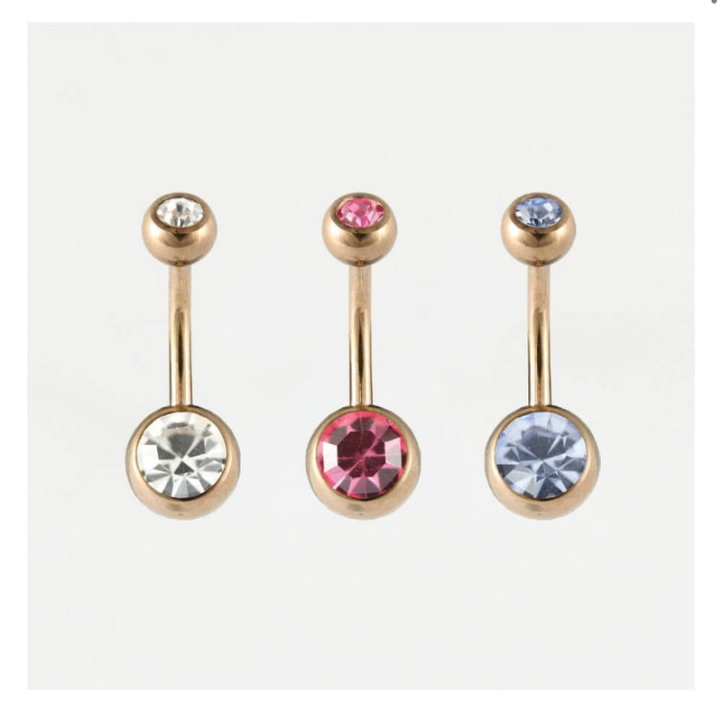 ROSE GOLD DOUBLE JEWELLED BELLY-BAR