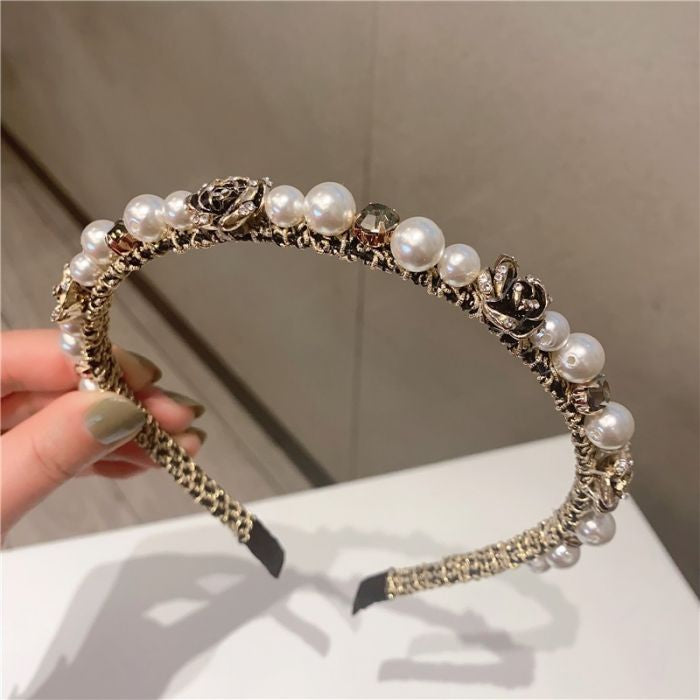 SKINNY CAMILLE FLOWER PEARL HAIRBAND