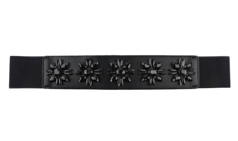 CRYSTAL MOTIFS ELASTICATED BELT