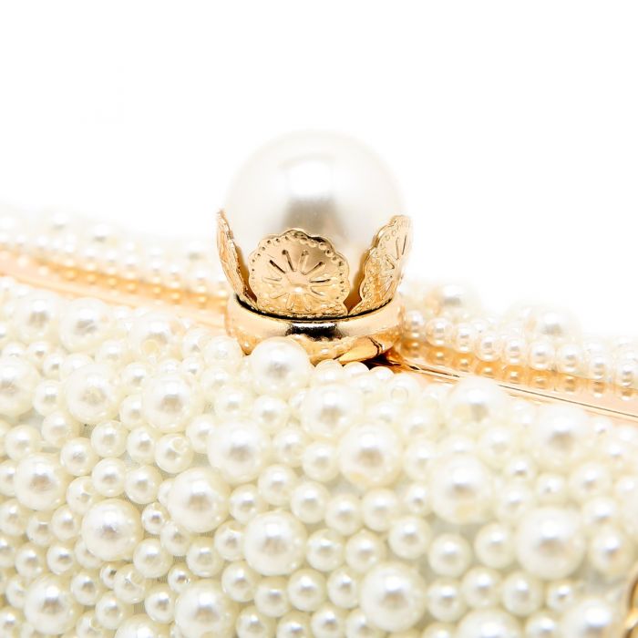 IVORY PEARL OVAL CLUTCH BAG