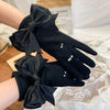 SILK BOW WOOLLY GLOVES