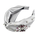 SATIN HAIRBAND WITH MULTI CRYSTALS