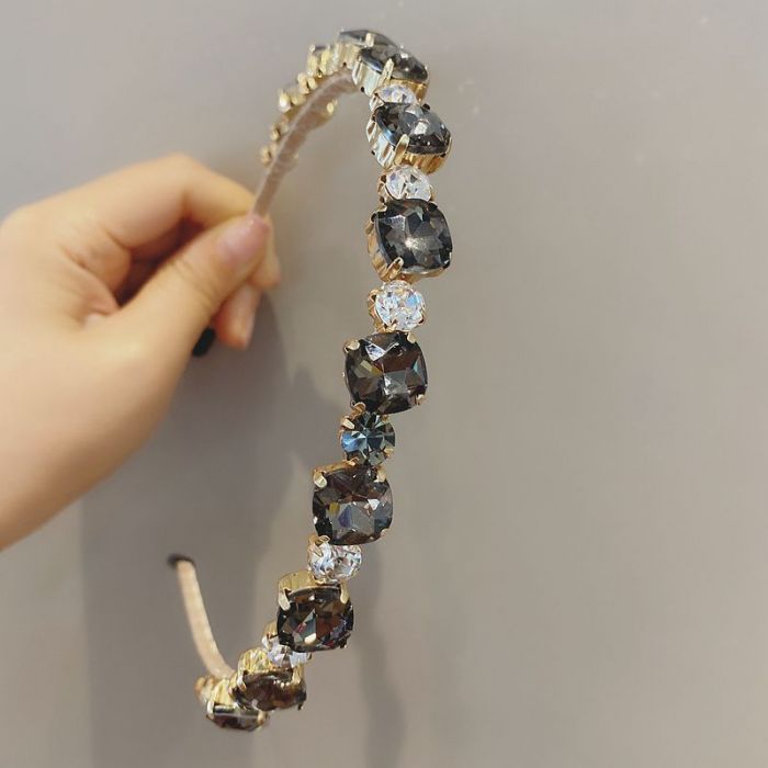 SKINNY HEMATITE JEWELLED HAIRBAND