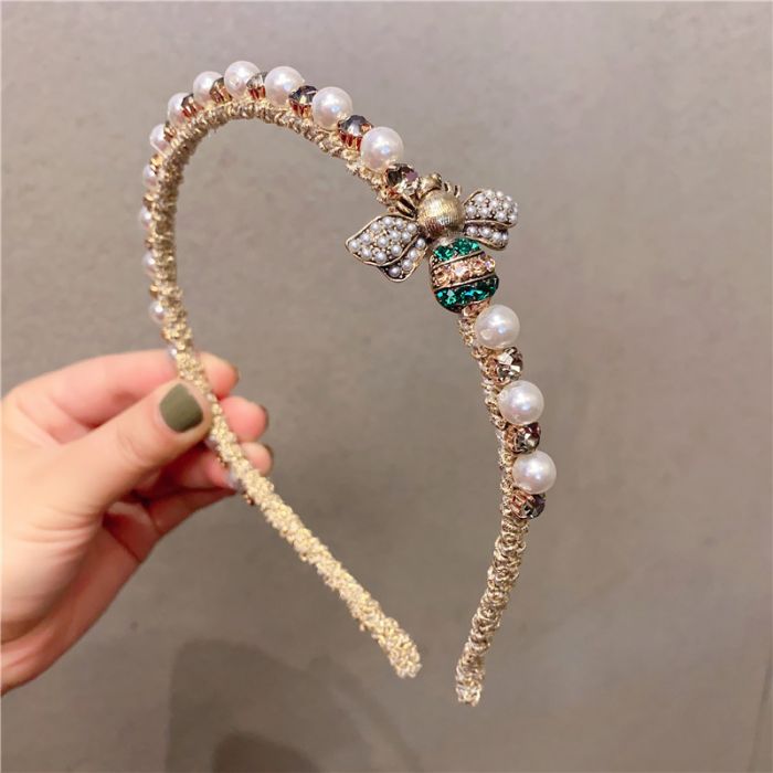 SKINNY PEARL & CRYSTAL BEE HAIRBAND