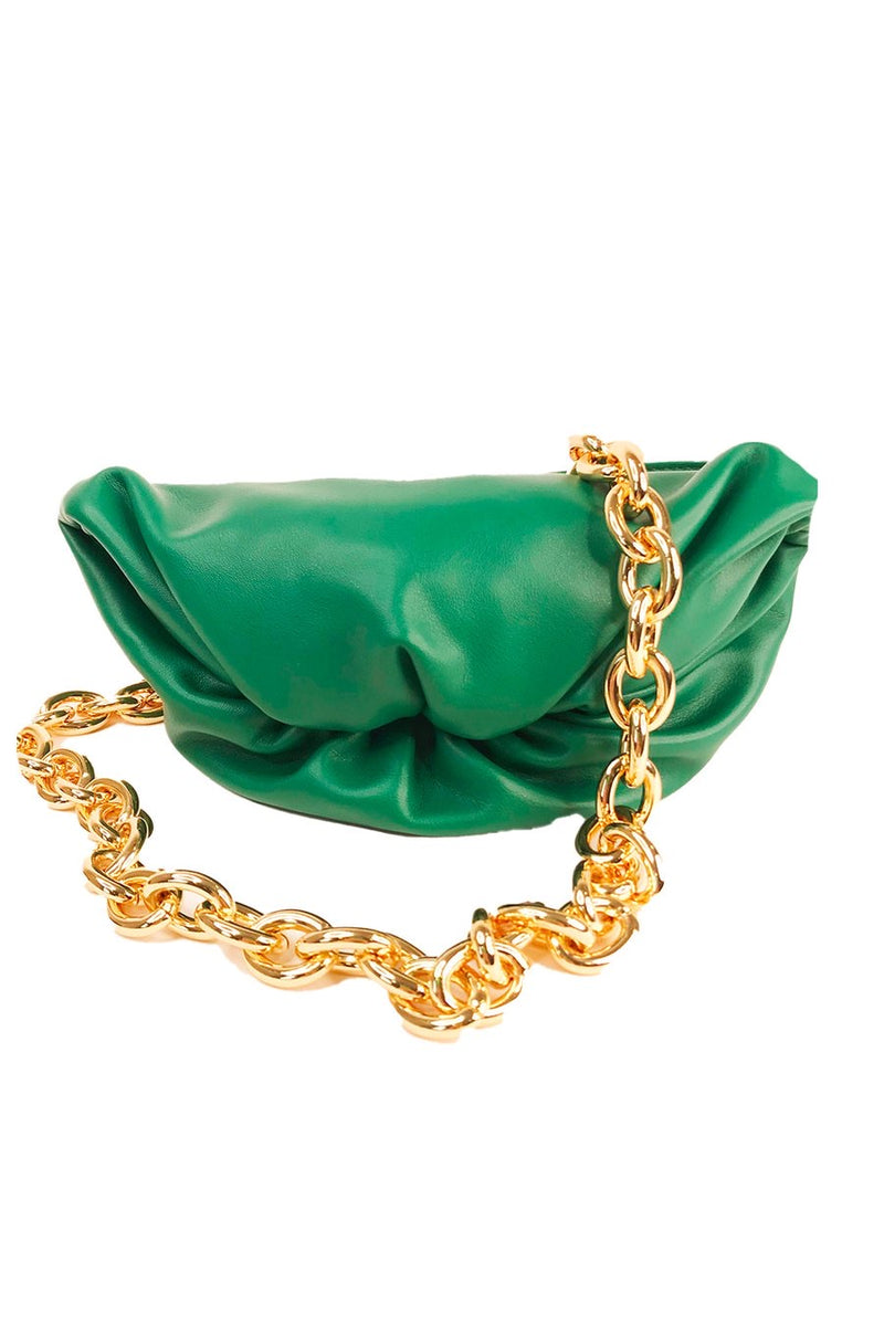 “CHARLOTTE” LEATHER POUCH BAG LIME