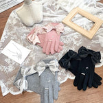 SILK BOW WOOLLY GLOVES