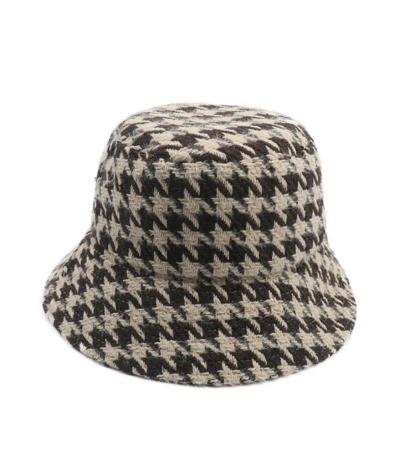 HOUNDSTOOTH PATTERN BUCKET HAT