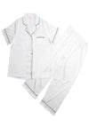 SIMPLE WHITE SILKY SATIN PYJAMAS