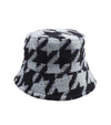 LARGE HOUNDSTOOTH PATTERN BUCKET HAT