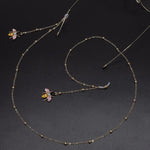 GOLD PLATED GLASSES CHAIN WITH JEWELLED BEE CHARM