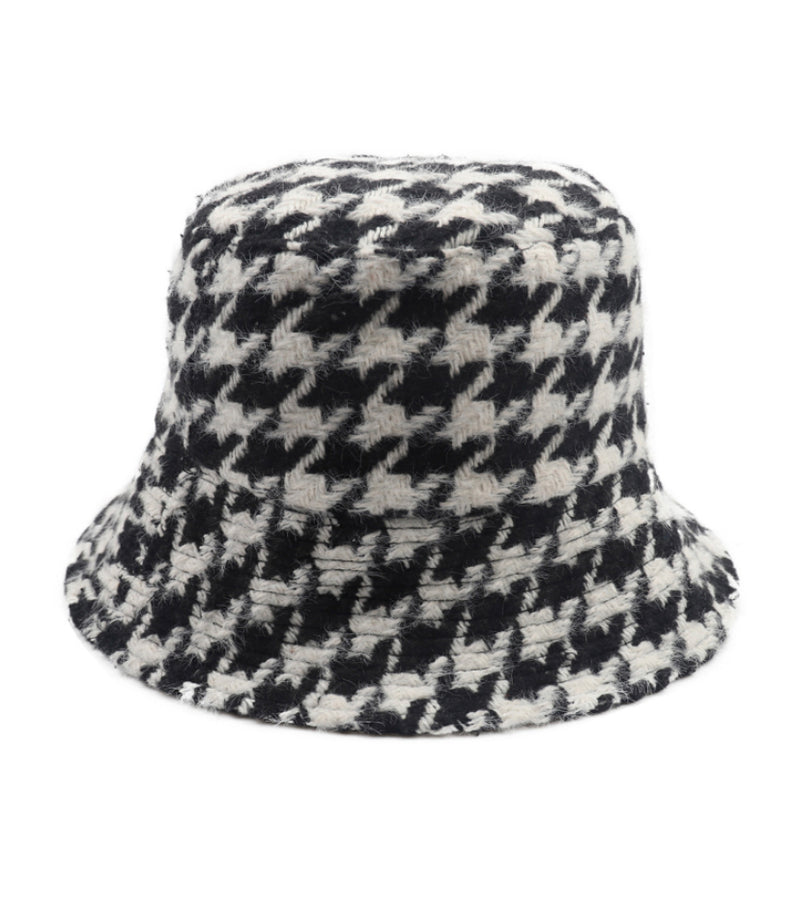HOUNDSTOOTH PATTERN BUCKET HAT