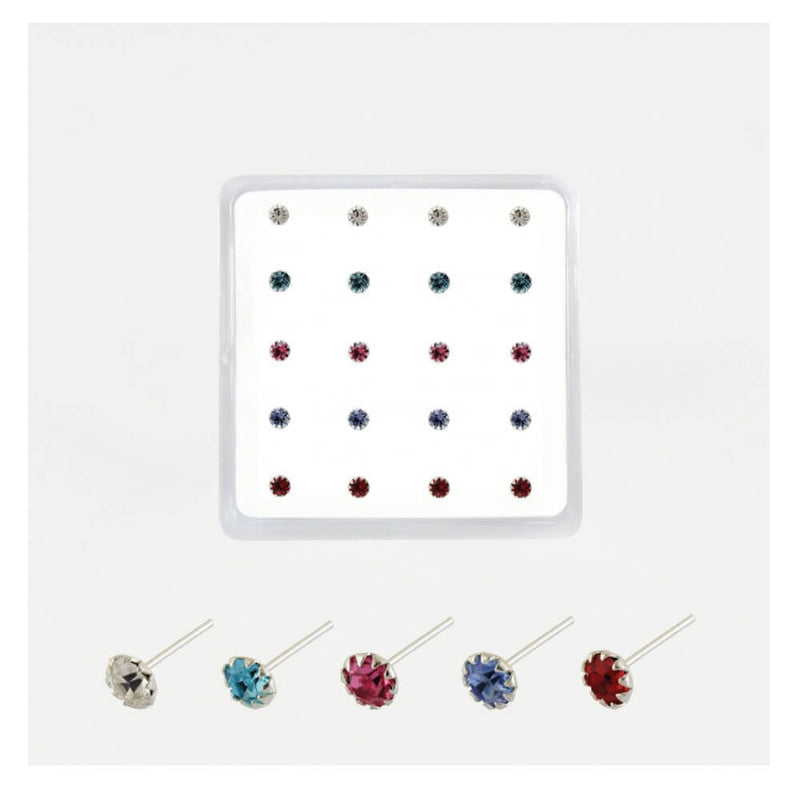 STERLING SILVER CLAWSET MINI GEM NOSE STUD
