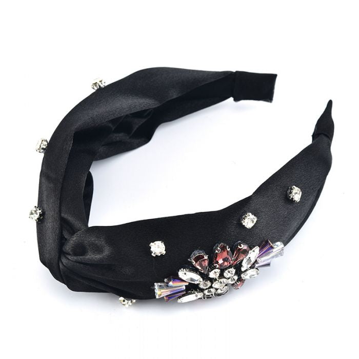 SATIN HAIRBAND WITH MULTI CRYSTALS