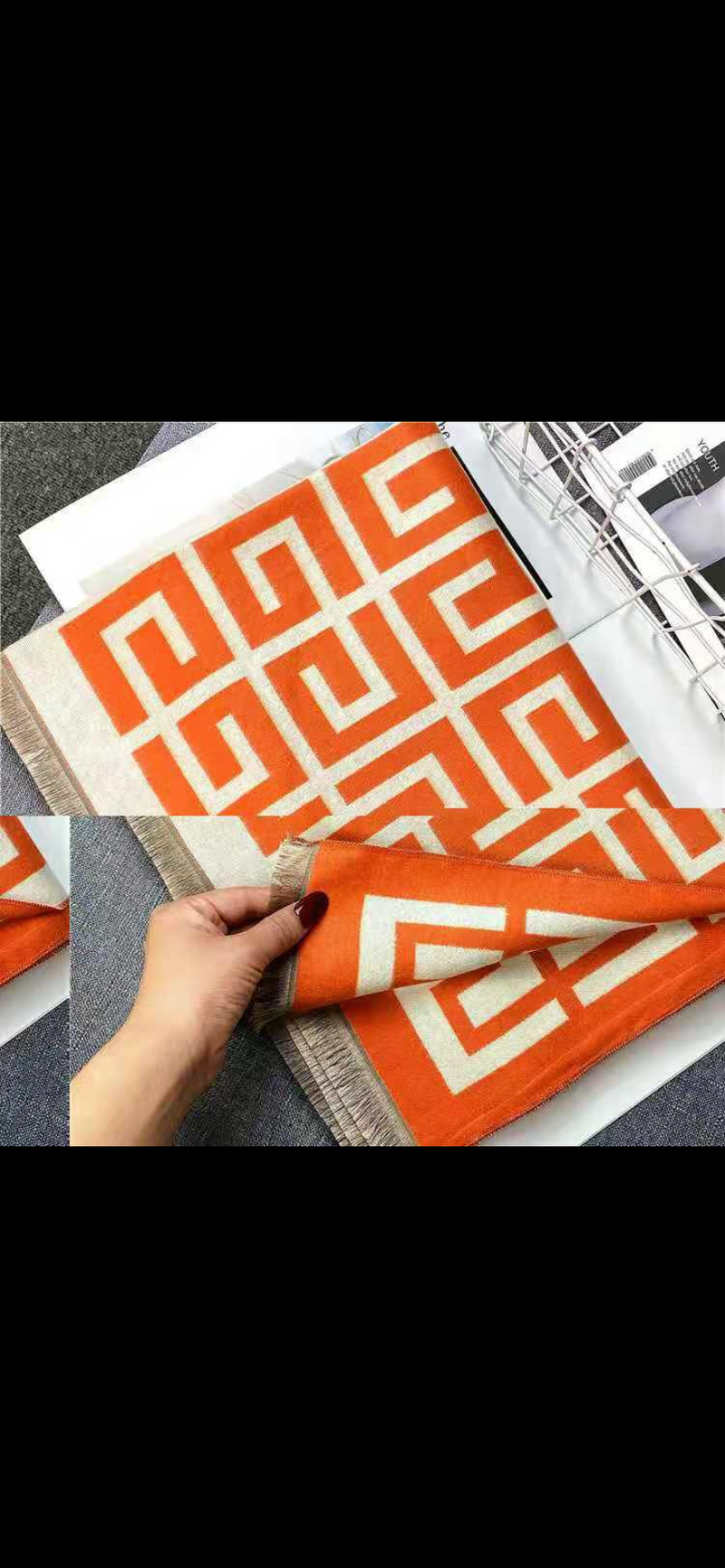 DESIGNER INSPIRED CASHMERE GG PATTERN WRAP