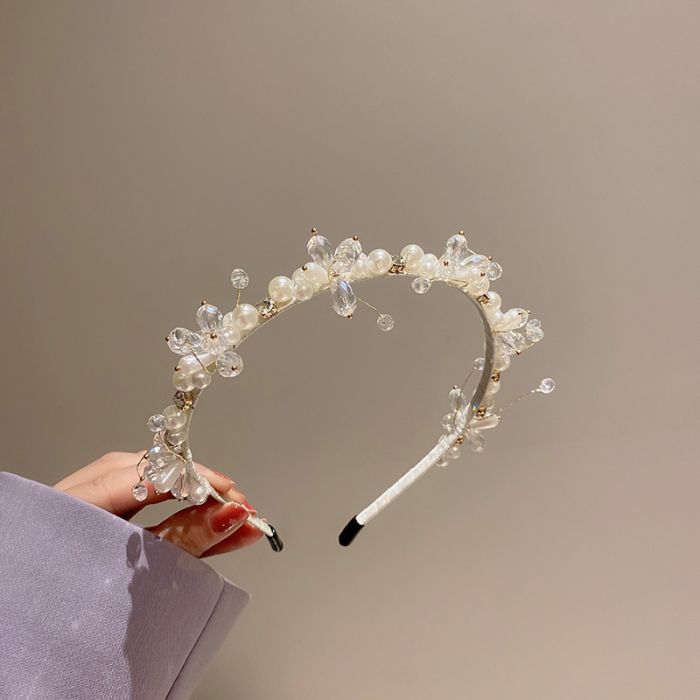 DELICATE PEARL & CRYSTAL BEADED HAIRBAND
