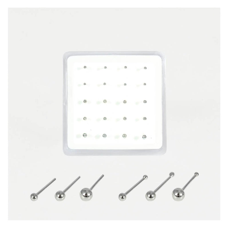 STERLING SILVER PLAIN STRAIGHT BACK NOSE STUD ASSORTED SIZES