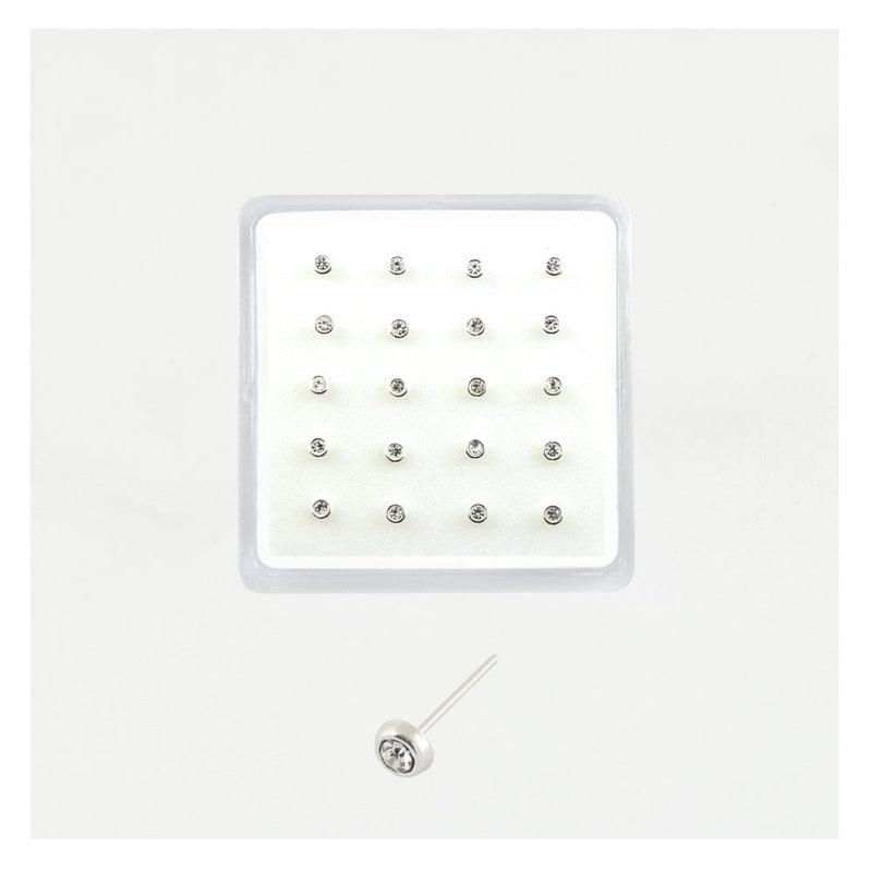 STERLING SILVER ROUND SET CRYSTAL NOSE STUD