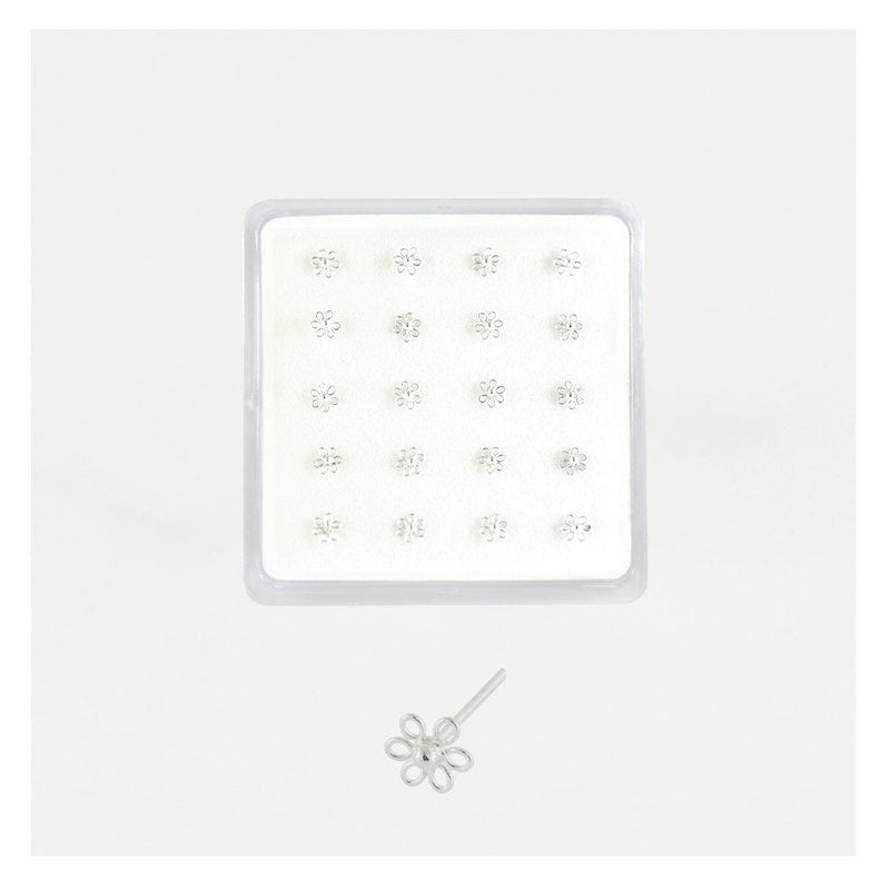 STERLING SILVER WIRE FLOWER NOSE STUD