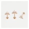 ROSE GOLD GEMSET FLOWER LABRET/EARBAR