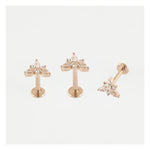ROSE GOLD GEMSET FLOWER LABRET/EARBAR